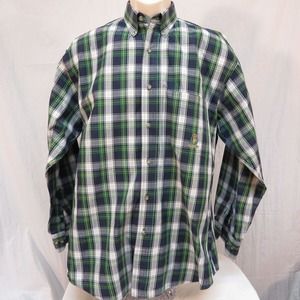 Wrangler‎ Riata Blue and Green Plaid Western Shirt Size 15 1/2 33/34